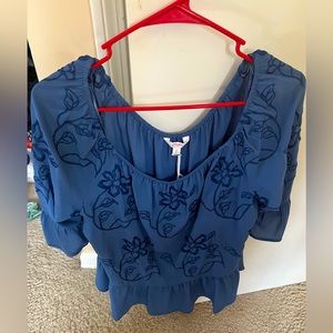 Candies Blue Flowy Peplum Top XL